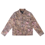 Sp5der Trucker Jacket in Real Tree Camo with signature rhinestone spider web details and front button closure design