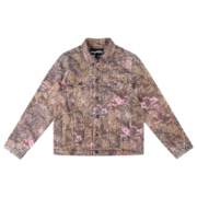 Sp5der Trucker Jacket in Real Tree Camo with signature rhinestone spider web details and front button closure design