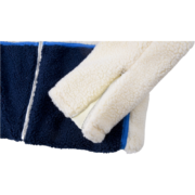 Close-up of the Sp5der wor1dwide 555555 Hunters sherpa jacket sleeve showing the cozy fleece material and zipper detail.