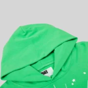 Sp5der Punk V2 Rhinestone Hoodie 'Bright Green' close up