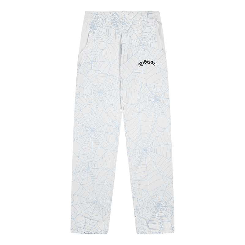 Sp5der AOP Web Sweatpant in Heather Grey featuring an all-over web print and iconic Sp5der brand logo on the front.