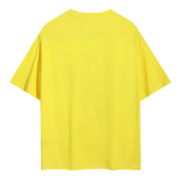 Back view of the Sp5der Worldwide Star Beluga T-Shirt in a vibrant yellow colorway, showcasing a casual urban fit.