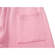 Close-up view of the premium pocket design on these vibrant pink Sp5der Atlanta streetwear sweatpants for men and women.