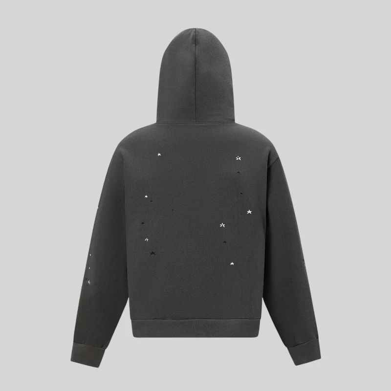 Sp5der Splat Punk Hoodie 'Grey' back view