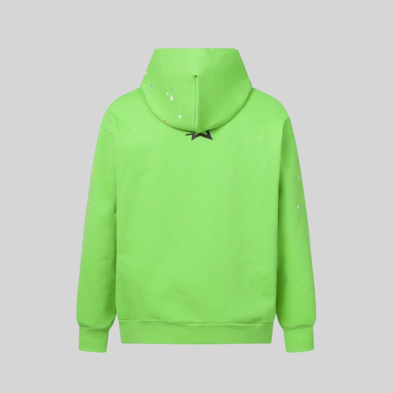 Sp5der Punk V2 Rhinestone Hoodie 'Green' back view