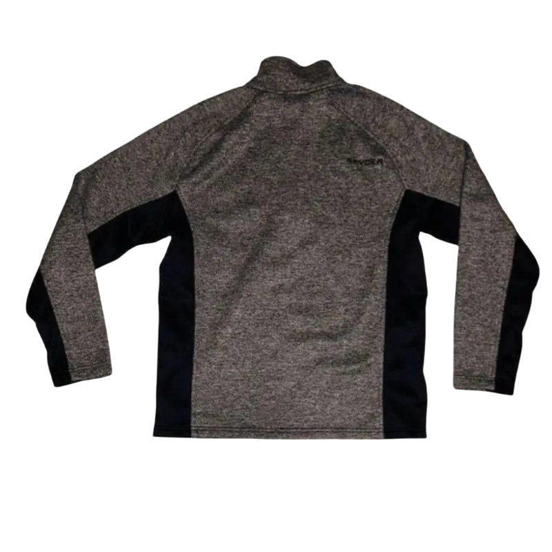 Rear view of the grey Spyder Outbound Jacket featuring mid-weight core sweater material and stretch fleece panels.
