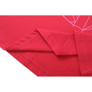 Close-up view of a pink Sp5der T-shirt featuring a vibrant web graphic print on soft cotton fabric for a comfortable fit.