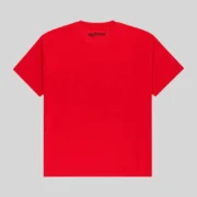 Red Sp5der Diffused Collegiate Tee showing the back view with the iconic SP5DER logo printed on the back neck area.
