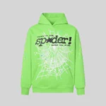 Sp5der Punk V2 Rhinestone Hoodie 'Green' front view