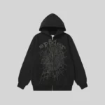 Sp5der OG Web V2 Phantom Zip Up 'Black' front view