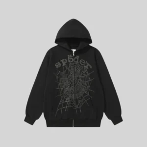 Sp5der OG Web V2 Phantom Zip Up 'Black' front view