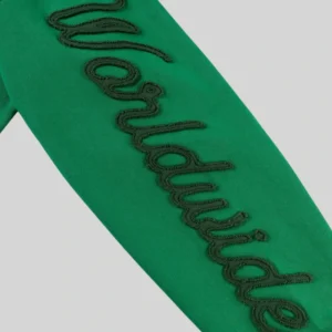 Sp5der Triple 5 Stitch Zip Up 'Green' close up