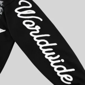 Sp5der Triple 5 Stitch Zip Up 'Black' close up