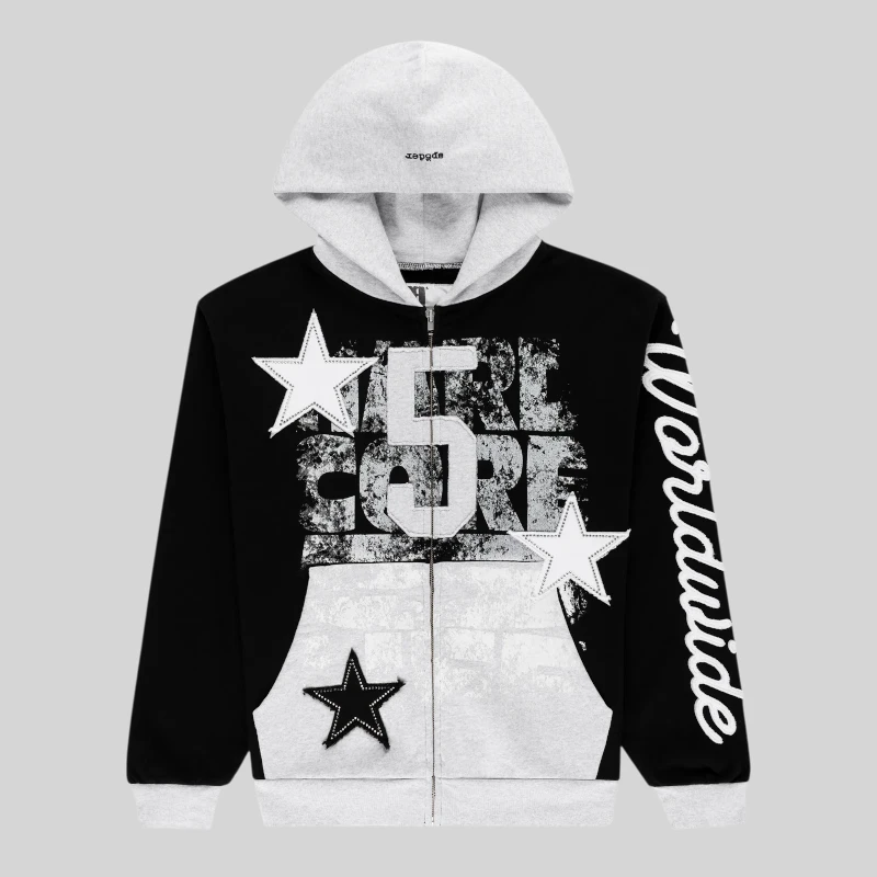 Sp5der Triple 5 Stitch Zip Up 'Black' front view