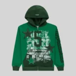 Sp5der Triple 5 Stitch Zip Up 'Green' front view