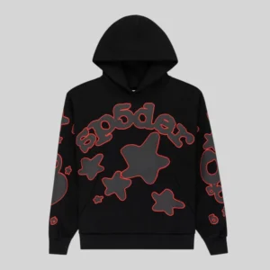 Sp5der Beluga Outline Hoodie 'Black' front view