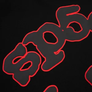 Sp5der Beluga Outline Hoodie 'Black' close up