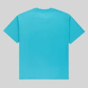 The back view of a sky blue Sp5der OG Web V2 T-shirt showcasing the plain fabric design on a neutral background.