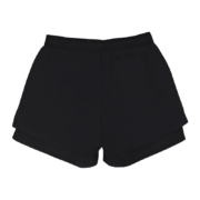 Back view of the Sp5der Pro Double Layer Short in black, showcasing a minimalist and functional athletic streetwear design.