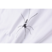 Close-up view of the iconic spider graphic on the white Travis Scott Cactus Jack x Sp5der Days Before Rodeo t-shirt.