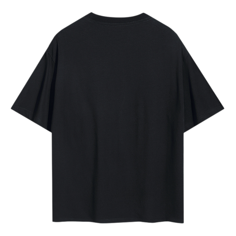Back view of the black Sp5der Worldwide Star Beluga T-shirt featuring a streetwear design and urban aesthetic style.