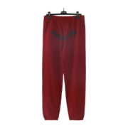 Red Sp5der OG Tree Camo sweatpants with a loose fit, premium urban design, and iconic branding for streetwear style.