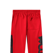 Back view of the vibrant red Sp5der Beluga sweatpants featuring a comfortable elasticated waistband and loose fit.