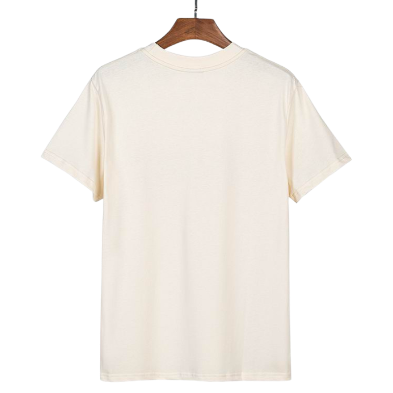 Back view of the cream-colored Sp5der Atlanta T-shirt, a premium streetwear graphic tee featuring hip-hop style.