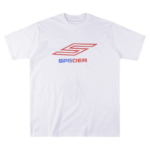 Front view of the SP5DER Pro LW Tee in white, featuring a performance-inspired streetwear graphic logo on the chest.