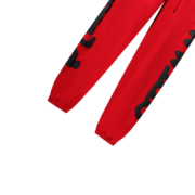 Sp5der Beluga Sweatpants in Red with iconic black branding print featuring a comfortable and stylish loose fit design.