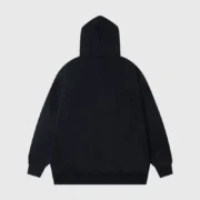 Back view of the limited edition black Sp5der x Metro Boomin Heroes and Villains heavyweight hoodie for streetwear.