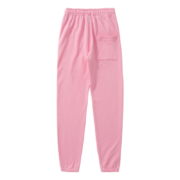 A high-quality back view of the pink Sp5der Atlanta sweatpants featuring a comfortable loose fit and elastic waistband.