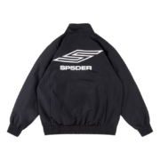 Back view of the black Sp5der Pro windbreaker jacket with signature white logo branding, perfect for urban style.