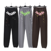 Sp5der OG Web sweatpants collection in black, grey, and brown colors featuring iconic web branding and star designs.