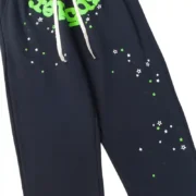 Front view of the Sp5der Wait Web Sweatpant in slate grey featuring iconic web and star graphic design details.