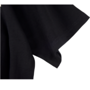 Close-up view showing the premium cotton fabric texture and sleeve stitching of the black SP5DER Jeff Free tee.