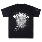 Sp5der OG Web V2 Black T-shirt featuring a signature white spiderweb graphic with colorful star accents and a relaxed fit.