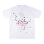 Travis Scott Cactus Jack x Sp5der Days Before Rodeo white graphic tee with R5deo print and star details for streetwear fans