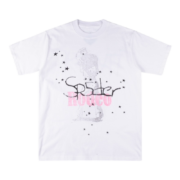 Travis Scott Cactus Jack x Sp5der Days Before Rodeo white graphic tee with R5deo print and star details for streetwear fans
