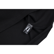 Close-up of the official brand label on a premium black SP5DER Web Print Gothic Punk T-Shirt for authenticity.