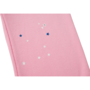 Close-up view of pink Sp5der Atlanta sweatpants featuring iconic scattered star branding and high-quality soft fabric.
