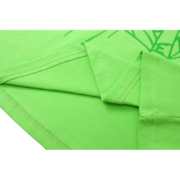 Close-up of the bright green Sp5der Wait Web T-shirt showing detailed stitching and the iconic web graphic print.