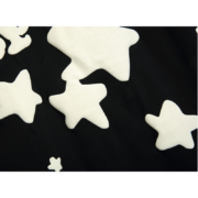 Close-up graphic detail of the Sp5der Worldwide Star Beluga black T-shirt featuring bold white celestial star prints.