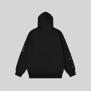 Sp5der Rhinestone Web Graphic Hoodie 'Black' Back view