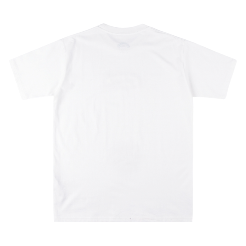Back view of the white SP5DER Hellcat Kenny graphic streetwear t-shirt made of high-quality premium cotton fabric.