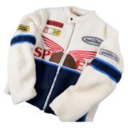 Sp5der Worldwide 555555 Hunters Sherpa Jacket with iconic graphic design, plush lining, and rugged urban streetwear style.