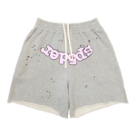 Grey Sp5der OG Web Logo sweat shorts featuring premium French Terry cotton and a comfortable, relaxed streetwear fit.