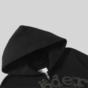 Sp5der OG Web V2 Phantom Zip Up 'Black' close up