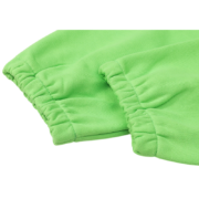 Close-up of the green Sp5der Websuit sweatpants showing the detailed elastic cuff design on the leg openings.