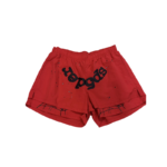 Red Sp5der OG Web double layer shorts featuring iconic street style branding and a comfortable athletic design.
